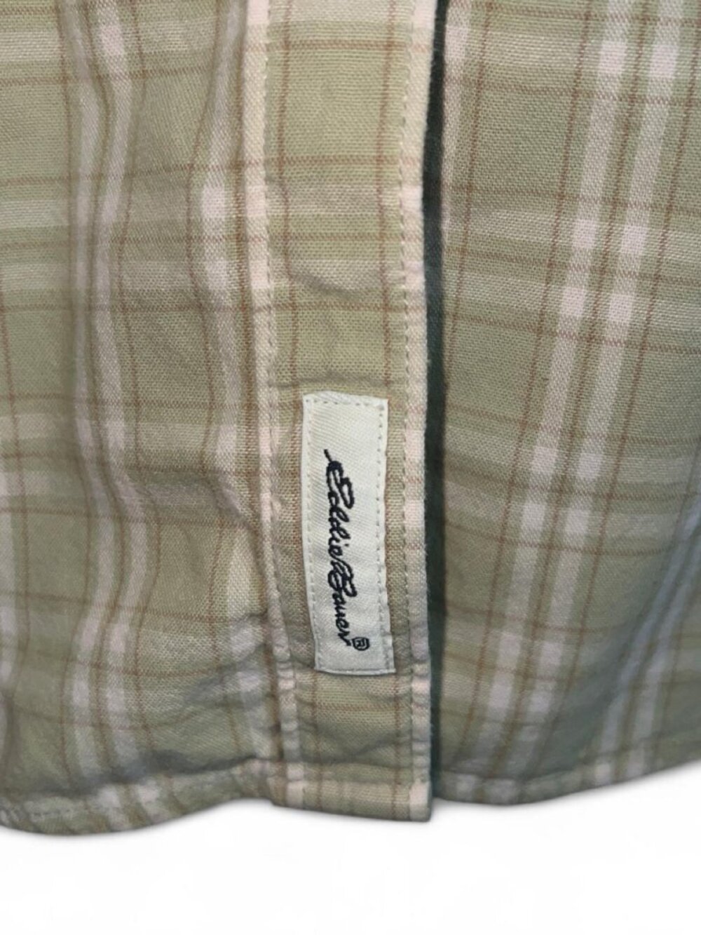 Eddie Bauer Men's Button Up Shirt Plaid Green Khaki Preppy XS - Picture 3 of 5